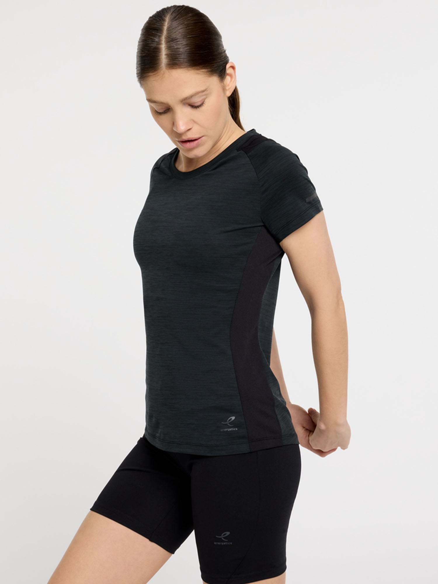 T-shirt donna nera Energetics Evii SS manica corta